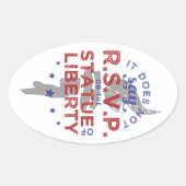 自由の女神への出欠は言わない 楕円形シール (正面)