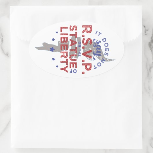 自由の女神への出欠は言わない 楕円形シール (バッグ)