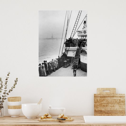 自由の女神を見ている移民たち ポスター (キッチン)