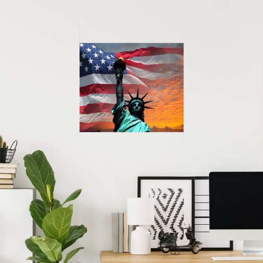 自由の女神アメリカ国旗のポスター ポスター (ホームオフィス)