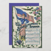 自由の女神アメリカ国旗の星付き旗 招待状 (正面/裏面)