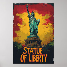 自由の女神アートヴィンテージイラストレーション旅行 ポスター