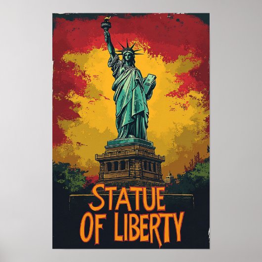 自由の女神アートヴィンテージイラストレーション旅行 ポスター (正面)