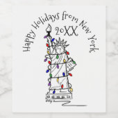 自由の女神クリスマスライトハッピーホリデー ワインラベル (シングルラベル)