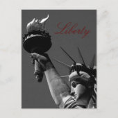 自由の女神グレー赤スクリプトのポストカード ポストカード (正面)