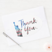 自由の女神サンキュー退役軍人 楕円形シール (封筒)