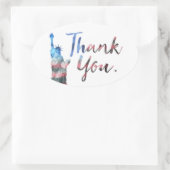 自由の女神サンキュー退役軍人 楕円形シール (バッグ)