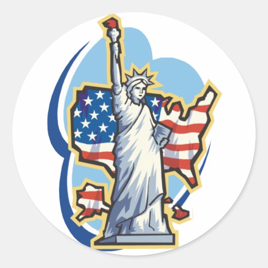 自由の女神ステッカー ラウンドシール (正面)