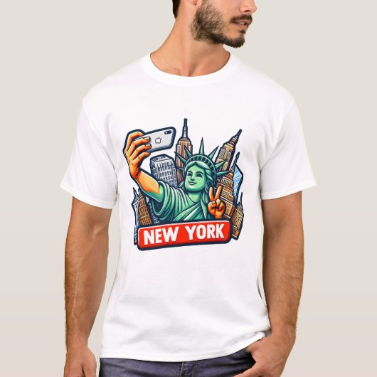 自由の女神セルフィー Tシャツ (正面)