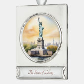 自由の女神トラベルアートウォーターカラーオーナメント シルバープレートバナーオーナメント (左)