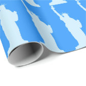 自由の女神ニューヨーエレガントクの青パターン ラッピングペーパー (ロールコーナー)