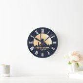 自由の女神ニューヨークのスカイラインシルエット ラウンド壁時計 (ホーム)