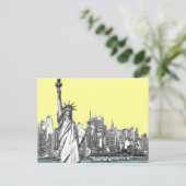 自由の女神ニューヨークのスケッチスタイルはがき ポストカード (スタンド正面)