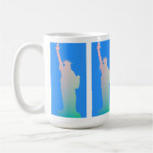 自由の女神ニューヨークブルーピンクグリーンカラー コーヒーマグカップ (左)