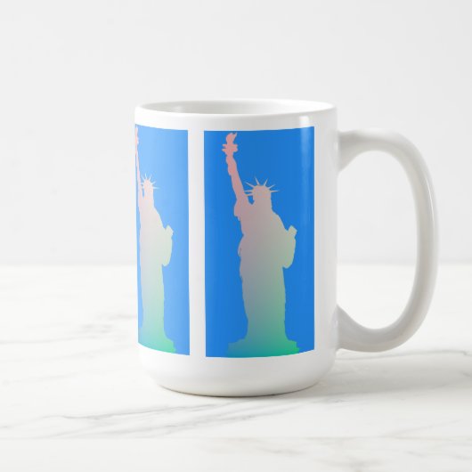 自由の女神ニューヨークブルーピンクグリーンカラー コーヒーマグカップ (右)