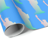 自由の女神ニューヨークブルーピンクグリーンカラー ラッピングペーパー (ロールコーナー)