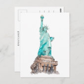 自由の女神ニューヨークマンハッタンアイランド ポストカード (正面/裏面)