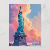 自由の女神ニューヨーク市の水彩画 ポストカード (正面)