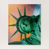 自由の女神ニューヨーク。クリスマスの挨拶 ジグソーパズル (縦)