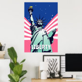 自由の女神ニューヨー鮮やかクポップ・アートのアート ポスター (ホームオフィス)