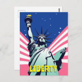 自由の女神ニューヨー鮮やかクポップ・アートのアート ポストカード (正面/裏面)