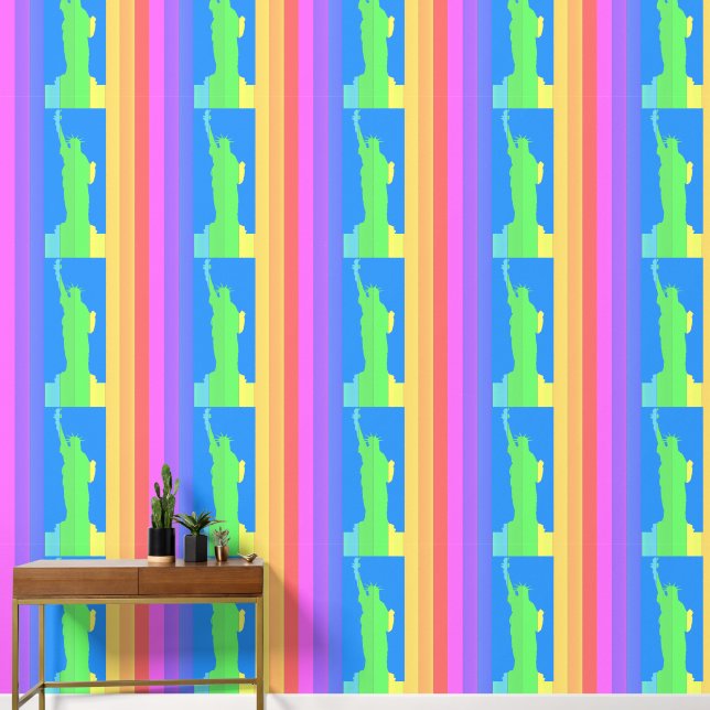 自由の女神バーチカルストライプレインボーカラー 壁紙 (廊下)