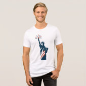 自由の女神パティオティック米国国旗のデザイン トライブレンドTシャツ (正面全面)