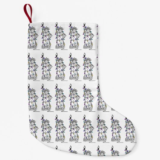 自由の女神パープルNYCニューヨーク・ハヌカー スモールクリスマスストッキング (正面)