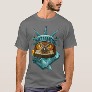 自由の女神フクロウ七月夜鳥USA A Tシャツ