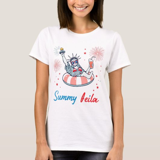 自由の女神フロートサマータイム7月4日 Tシャツ (正面)