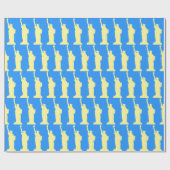 自由の女神ブルーエレガントとイエロー ラッピングペーパー (フラット)