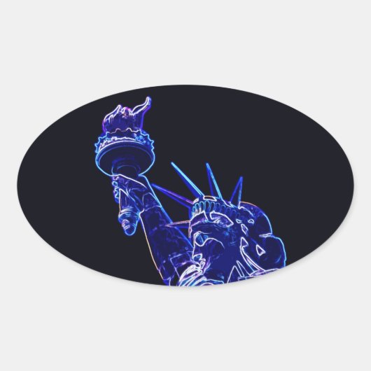 自由の女神ポップ・アートのオーバルステッカー 楕円形シール (正面)