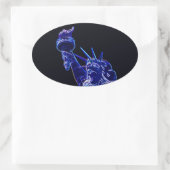 自由の女神ポップ・アートのオーバルステッカー 楕円形シール (バッグ)