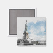 自由の女神マンハッタンNYC水の色 マグネット (正面/裏面)