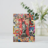 自由の女神ミックスメディアコラージアートカード サンキューカード (スタンド正面)