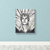 自由の女神モダンラインアート キャンバスプリント (インサイチュ (ウッドフロア))