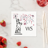 自由の女神モノグラムの花火 スタンダードカクテルナプキン (インサイチュ)