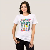 自由の女神レトロファッション 4つの時代 トライブレンドTシャツ (正面全面)