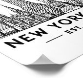 自由の女神像のニューヨーク市街地イラスト ポスター (角)