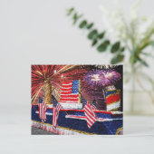 自由の女神像のフロートと旗を持ってパレード, ZSSG ポストカード (スタンド正面)