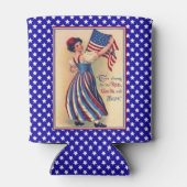 自由の女神愛国旗の星とストライプ 缶クーラー (裏面)