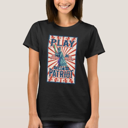 自由の女神7月の女性の男性アメリカU Tシャツ (正面)