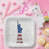 自由の女神7月4日グリッター紙プレート ペーパープレート (パーティー)