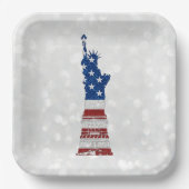 自由の女神7月4日グリッター紙プレート ペーパープレート (正面)