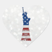 自由の女神7月4日グリッター ハートシール (正面)