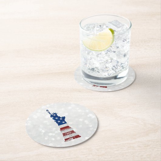 自由の女神7月4日グリッター ラウンドペーパーコースター (インサイチュ)