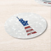 自由の女神7月4日グリッター ラウンドペーパーコースター (アングル)