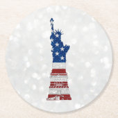 自由の女神7月4日グリッター ラウンドペーパーコースター (正面)