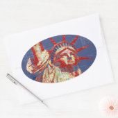 自由の女神7月4日ワードクラウド 楕円形シール (封筒)