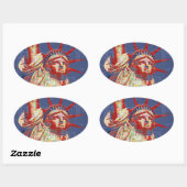 自由の女神7月4日ワードクラウド 楕円形シール (シート)